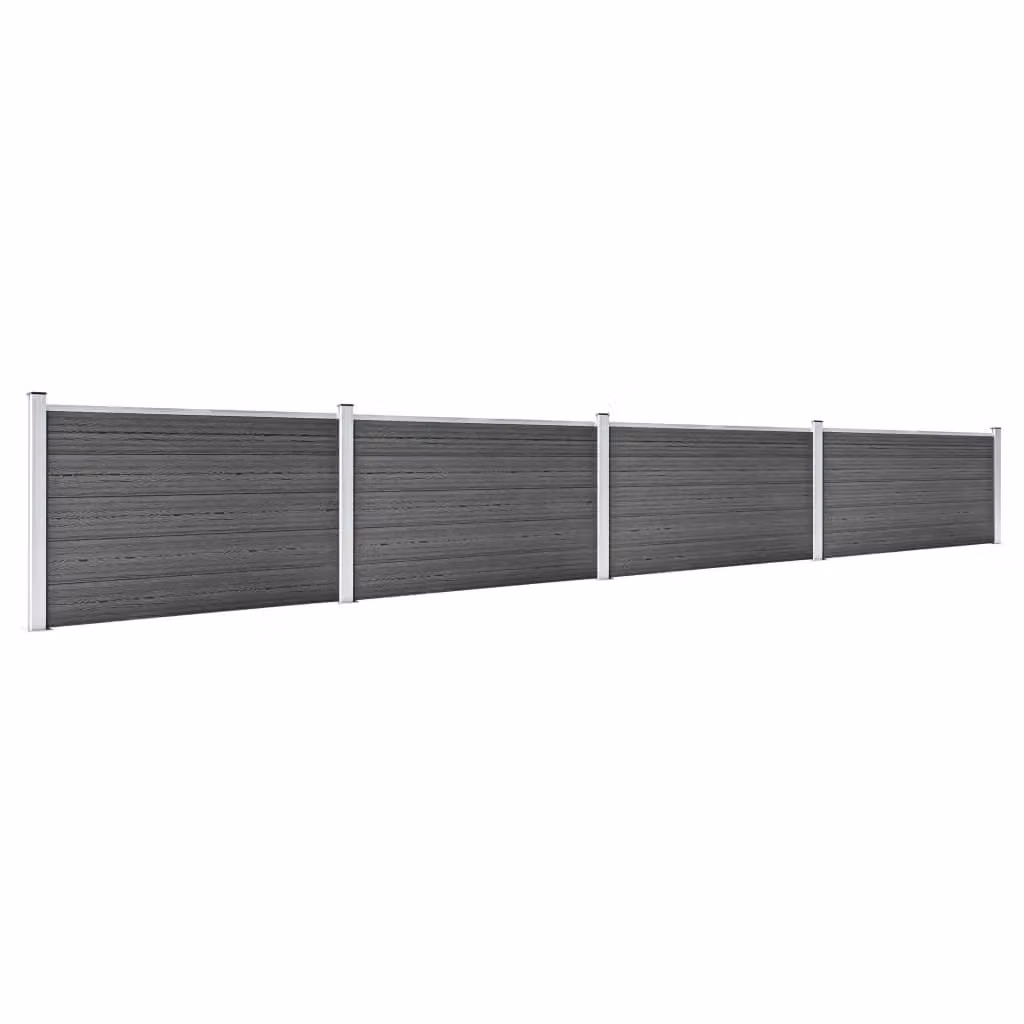 Berkfield Home WPC Fence Panel Set in Black, W: 699 cm, H: 105 cm – 2