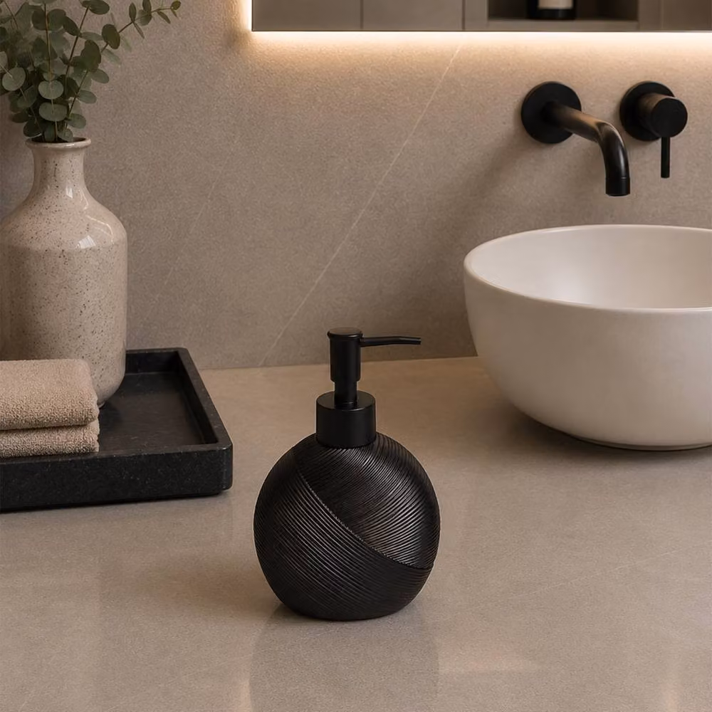Showerdrape Ripple Textured Liquid Soap Dispenser in Black – 3