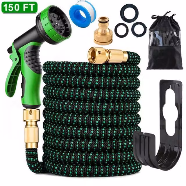 Kelvenix 150FT Expandable Garden Hose with 10 Spray Modes in Black