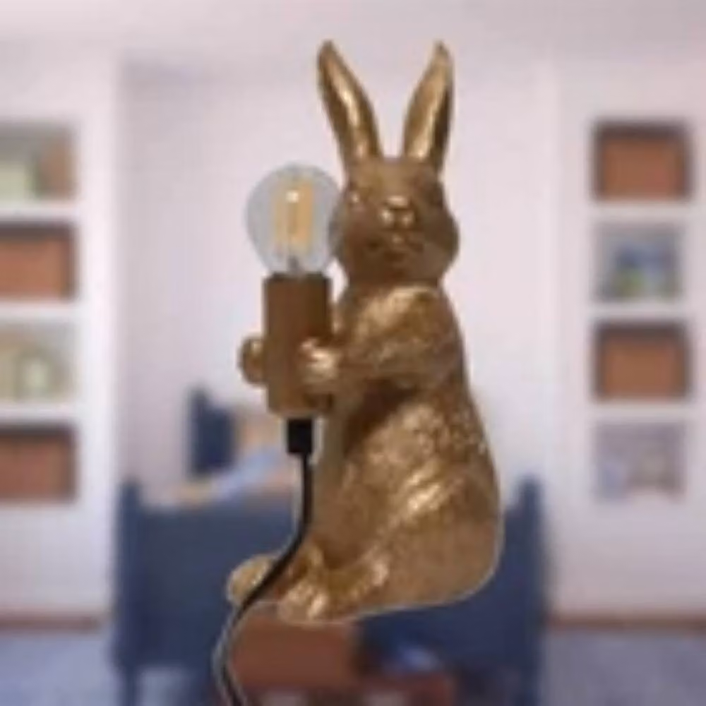 Havendro Gold Bunny Rabbit Retro Table Lamp in Gold and Brass with Glass Shade – 3