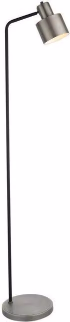 Netlighting Mayfield LED Task Floor Lamp in Brushed Silver and Matt Black Metal