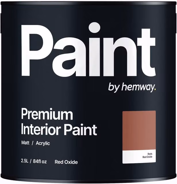 Hemway Matt Acrylic Red Oxide Interior Paint, Red, 2.5L