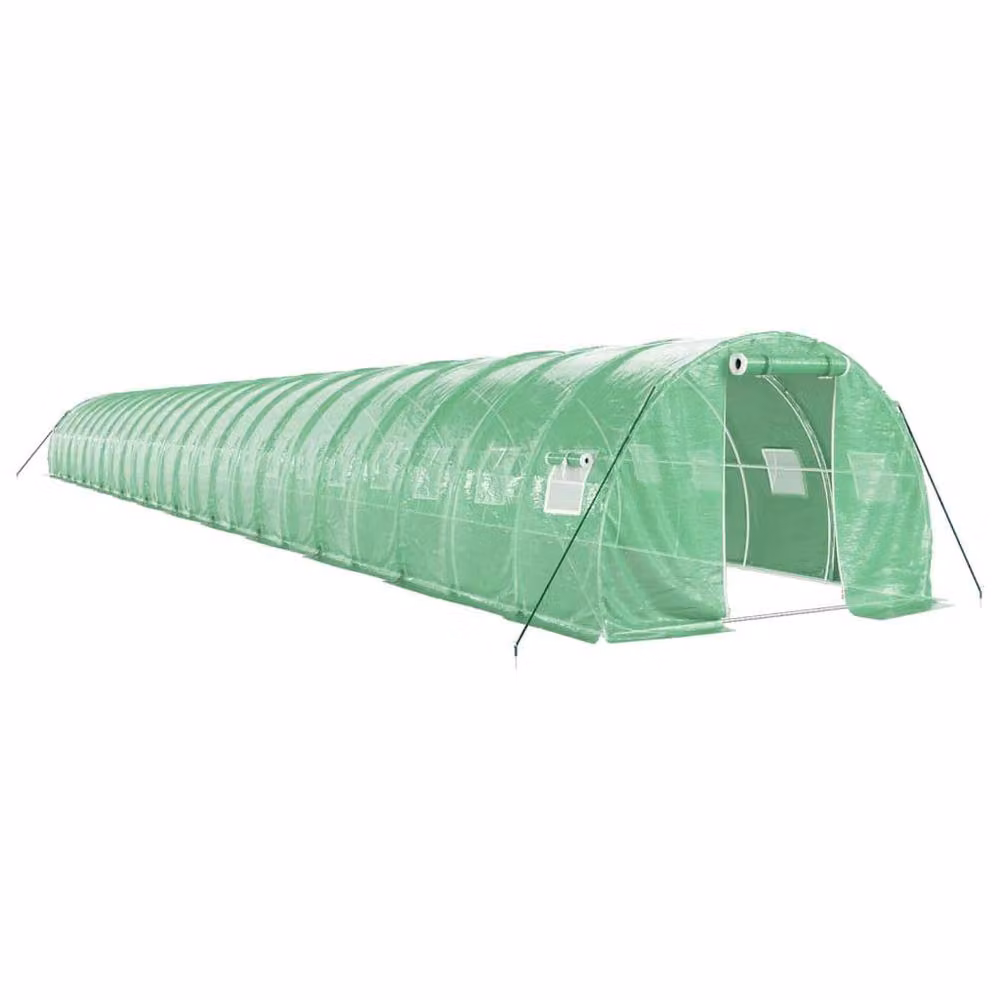 Berkfield Home Freestanding Greenhouse with Steel Frame and Plastic Cover, Green, W: 24 m, D: 3 m, H: 2 m – 2