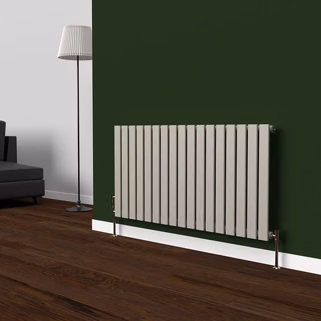 Lux Heat Flat Horizontal Coloured Radiator in Dune Grey, W: 119 cm, H: 60 cm