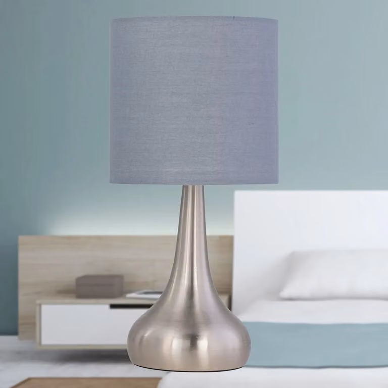First Choice Lighting Romana Touch Operated Table Lamp Base in Brushed Chrome Silver