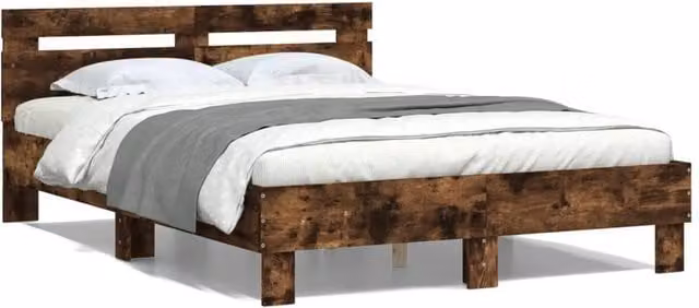 Berkfield Home Small Double Bed Frame in Smoked Oak Brown, W/D/H: 120 x 200 cm