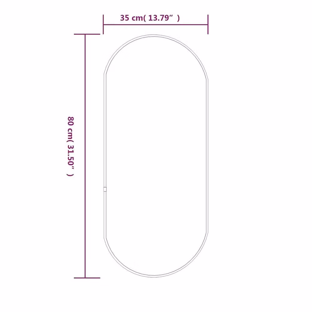 Berkfield Home Oval Wall Mirror in Silver, W: 80 cm, H: 35 cm – 3