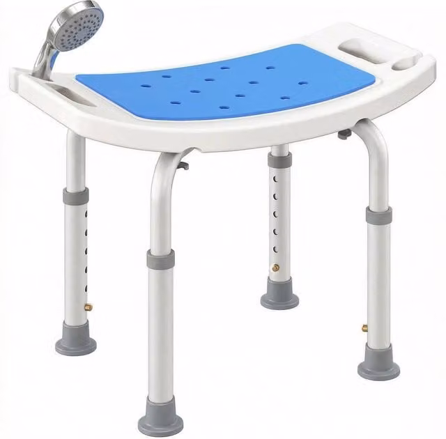 Havendro Adjust Aluminium Bath Stool Spa Chair in Blue with Non-Slip Legs and Drainage Seat