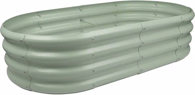 Harbour Housewares Green Galvanised Steel Rounded Raised Garden Bed W: 120 cm, D: 60 cm