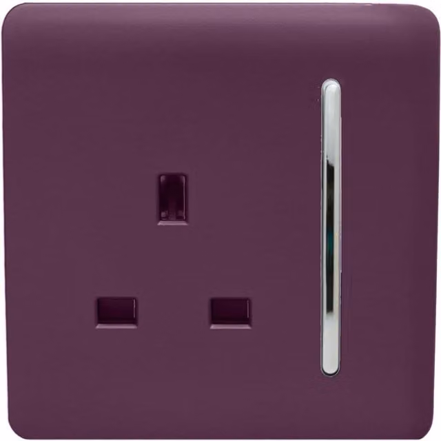 Trendi Switch 1 Gang 13 Amp Flush Switched Plug Socket - Purple
