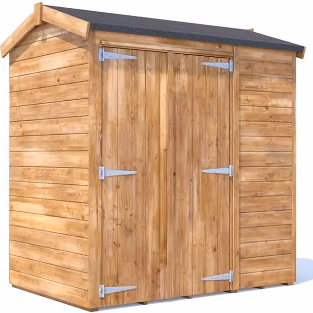 Dunster House Rustic Wooden Apex Roof Shed in Brown, 6x4ft
