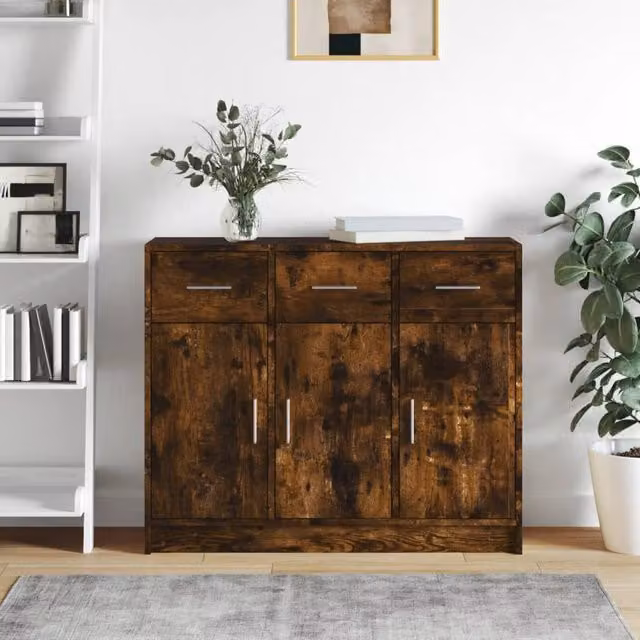 Berkfield Home Smoked Oak Sideboard in Brown, W/D/H: 91 x 28 x 75 cm – 1