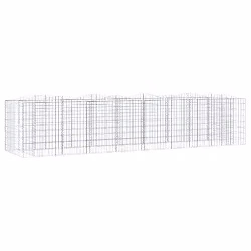 vidaXL Arched Gabion Raised Bed in Silver Galvanised Steel, W/D/H: 400 x 100 x 100 cm