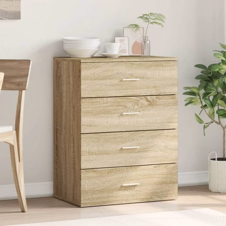 Berkfield Home Sonoma Oak Sideboard in Light Brown, W/D/H: 60 x 39 x 80 cm