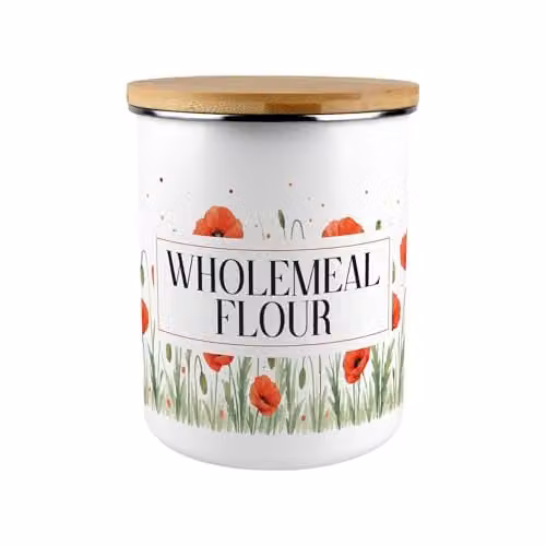 Purely Home Red Summer Poppies Extra Large Airtight Flour Canister with Floral Pattern