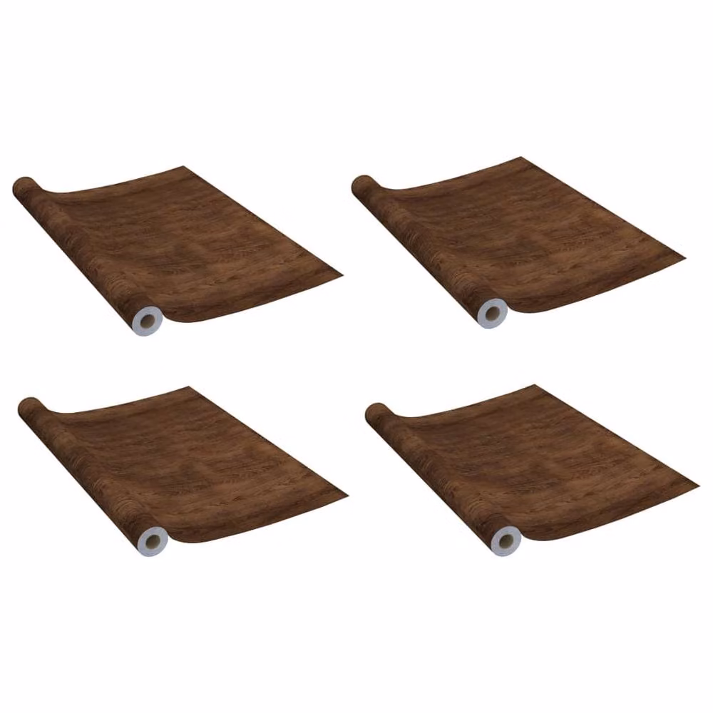 Berkfield Home Self-adhesive PVC Door Films, 4 Pack, Dark Oak Brown, H 210 cm x W 90 cm – 3
