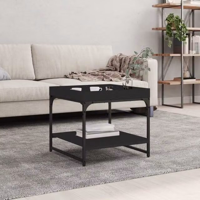 Berkfield Home Black Square Coffee Table in Engineered Wood W/D/H: 49.5 x 49.5 x 45 cm – 1