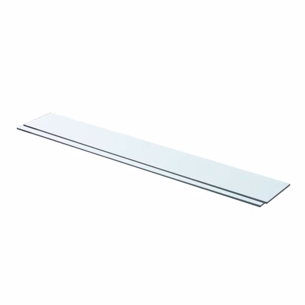 Berkfield Home 2-Piece Clear Glass Shelves, W: 90 cm, D: 12 cm