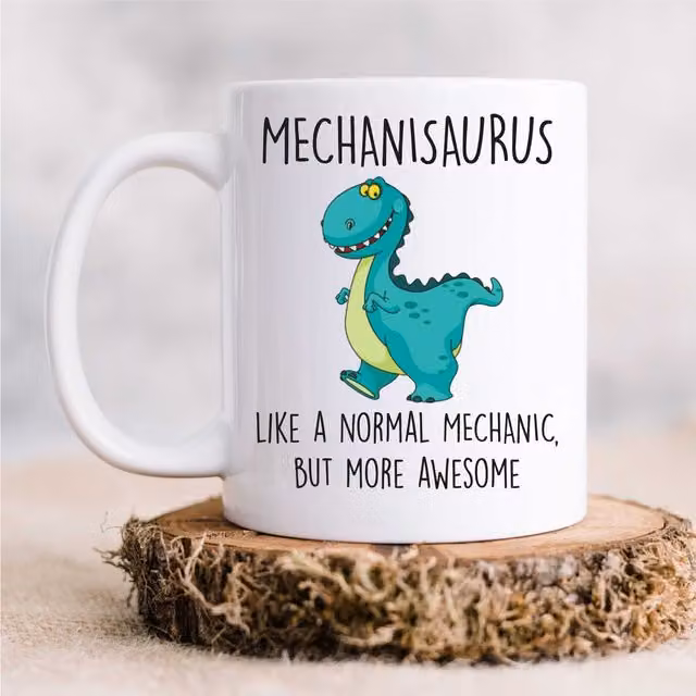 60 Second Makeover Mechanisaurus Ceramic Mug in White