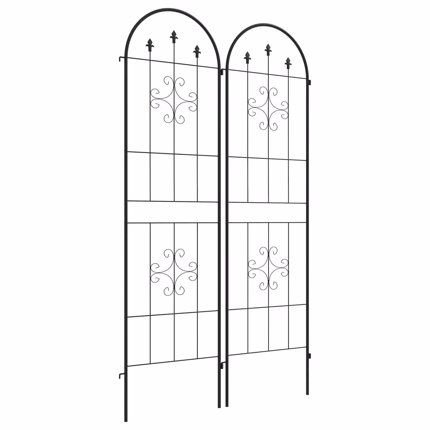 OUTSUNNY Set of 2 Metal Arrow Design Trellis Supports for Climbing Plants, Black, H 180 cm x W 50 cm – 2