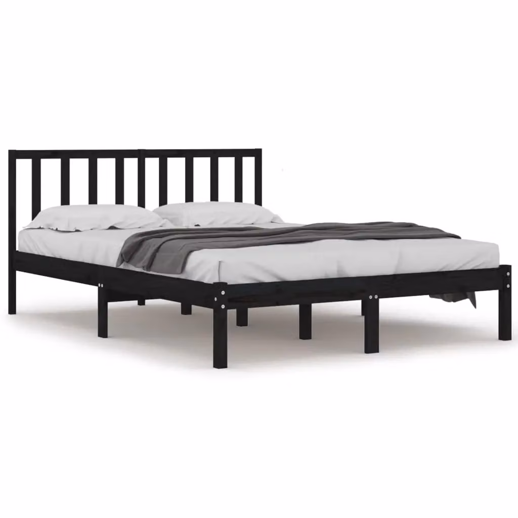 Berkfield Home Black Solid Wood Pine Bed Frame W/D/H: 200 x 200 cm – 2