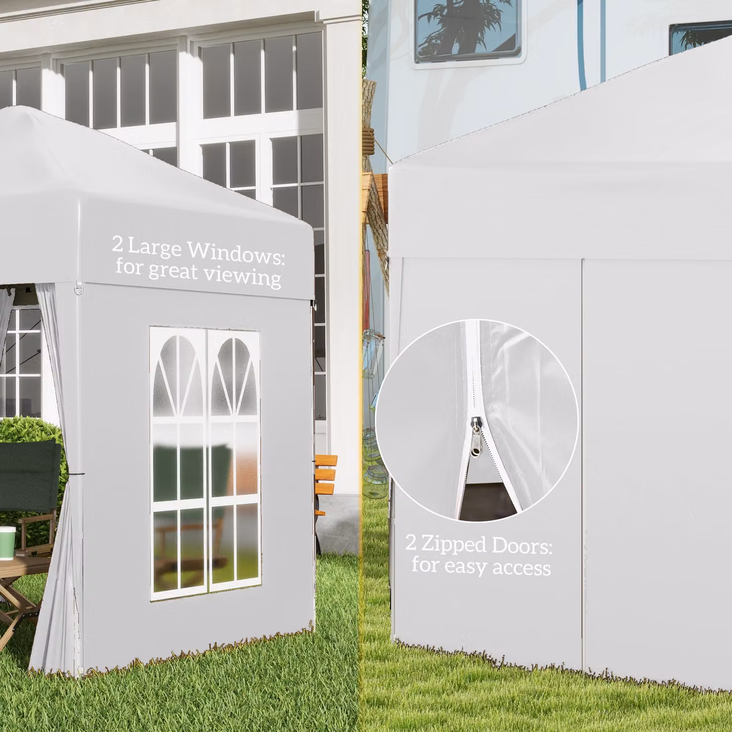 Outsunny White Pop Up Gazebo with Sides and Steel Frame, W: 200 cm, D: 200 cm, H: 240 cm – 7