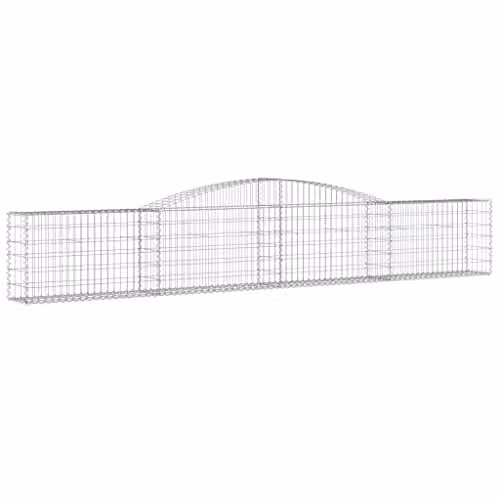 vidaXL 8-piece Arched Gabion Baskets in Silver Galvanised Steel, W/D/H: 400 x 30 x 60/80 cm – 1