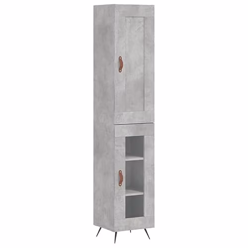 vidaXL Industrial Highboard in Grey with Glass Doors, W/D/H: 34.5 x 34 x 180 cm – 1