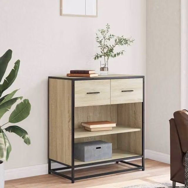 Berkfield Home Sonoma Oak Sideboard in Light Tan Beige, W/D/H: 68 x 35 x 76 cm – 1