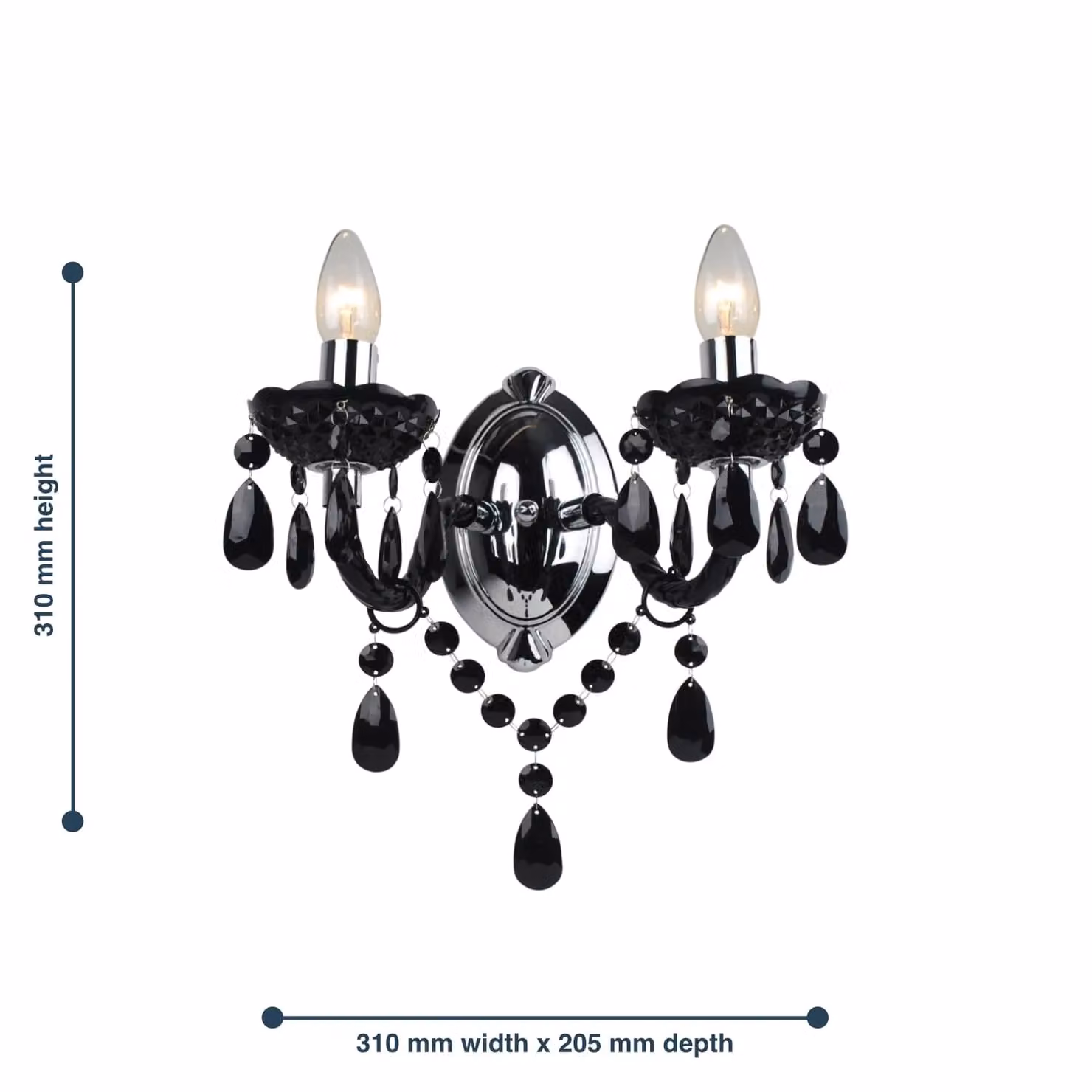 First Choice Lighting Marie Therese Style Black and Chrome Wall Light – 3