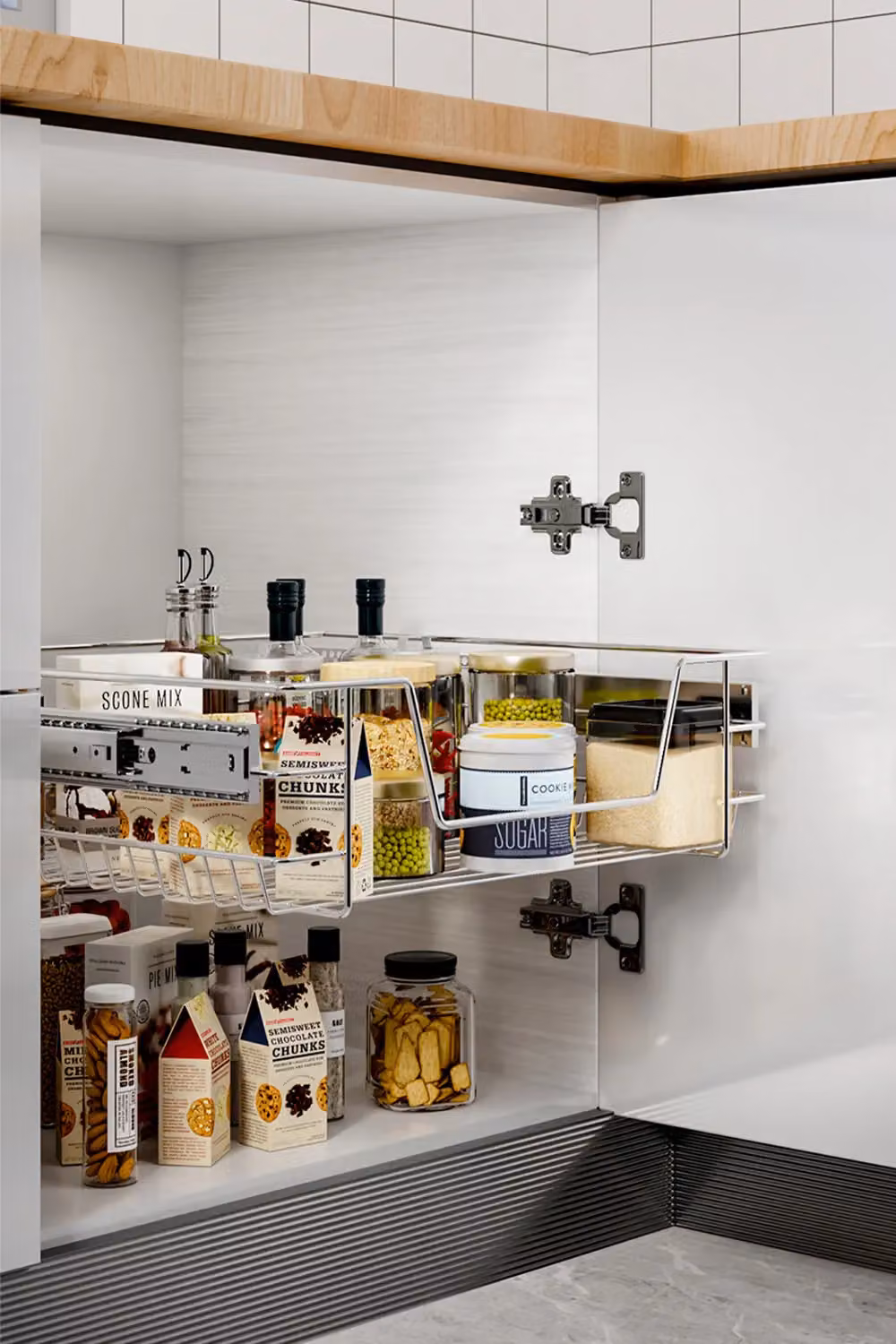 Living and Home Metal Sliding Cabinet Pull Out Wire Basket Organizer in Silver, Large – 2