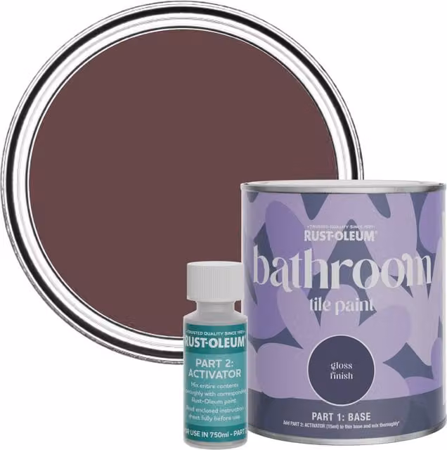 Rust-Oleum Mulberry Street Bathroom Tile Paint in Gloss Finish, Purple, 750ml