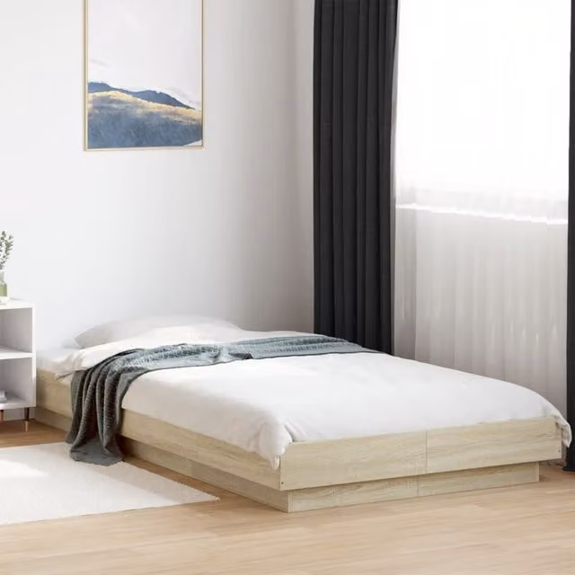 Berkfield Home Sonoma Oak Small Single Bed Frame in Brown, W: 75 cm, L: 190 cm