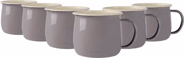 Argon Tableware Enamel Steel Belly Mugs, 375ml, Set of 6 in Grey, Blue and White – 4