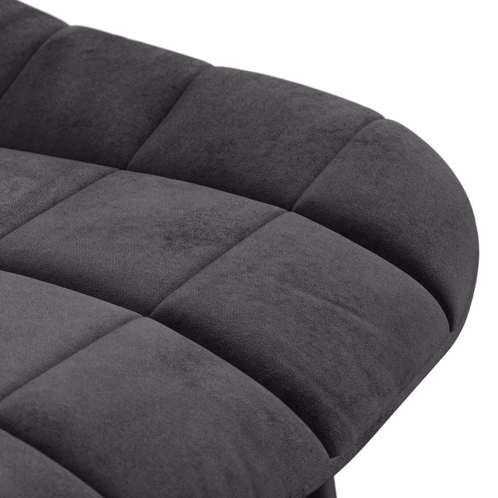 More4Homes Calne Light Grey Ceramic Round Dining Table and 4 Black Nova Velvet Chairs – 4