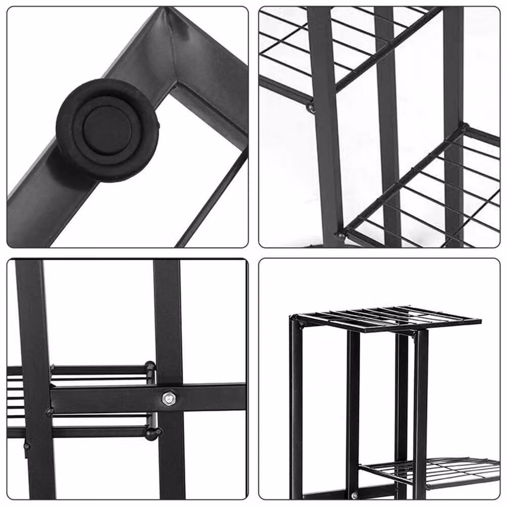EONLION 6 Tier Metal Plant Stand, Black, W/D/H: 50 x 50 x 107 cm – 4