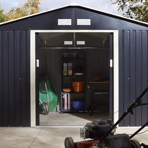 Rowlinsons Trentvale Metal Apex Gable Shed in Grey, W: 321 cm, D: 241 cm, H: 205 cm – 2