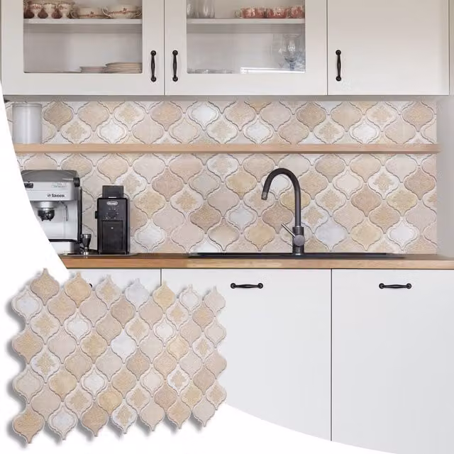 NOVECRAFTO Gold Oriental Arabesque 3D PVC Wall Cladding Tiles, W: 91.5 cm, H: 50.7 cm