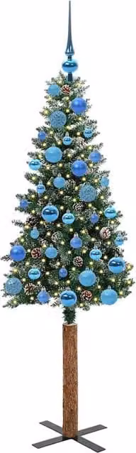 Berkfield Home Elegant Slim Christmas Tree with 150 LEDs in Green and White, Height: 150 cm – 1