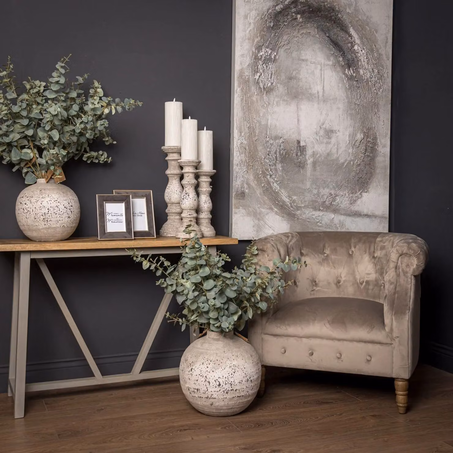 Hill Interiors Tiber Stone Ceramic Vase in Beige – 2