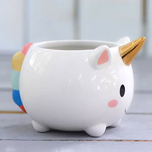 Thompson and Morgan White Ceramic Unicorn Planter – 1