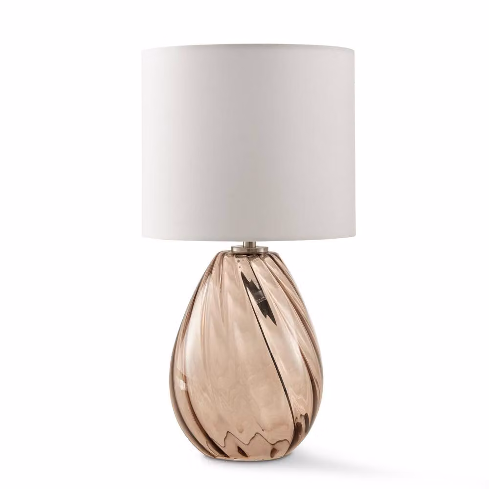 FurnitureboxUK Aurelia Modern Brown Glass and White Fabric Table Lamp – 3
