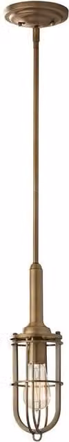 Elstead Urban Renewal 1 Light Industrial Pendant Ceiling Lantern in Dark Antique Brass with E27 Fitting