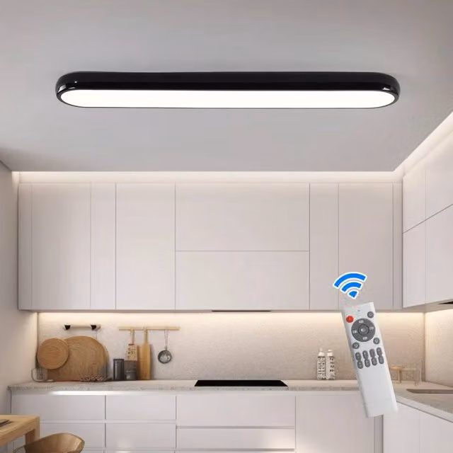 NIVOR Modern Acrylic Linear LED Dimmable Flush Mount Ceiling Light with Remote Control in Black – 1
