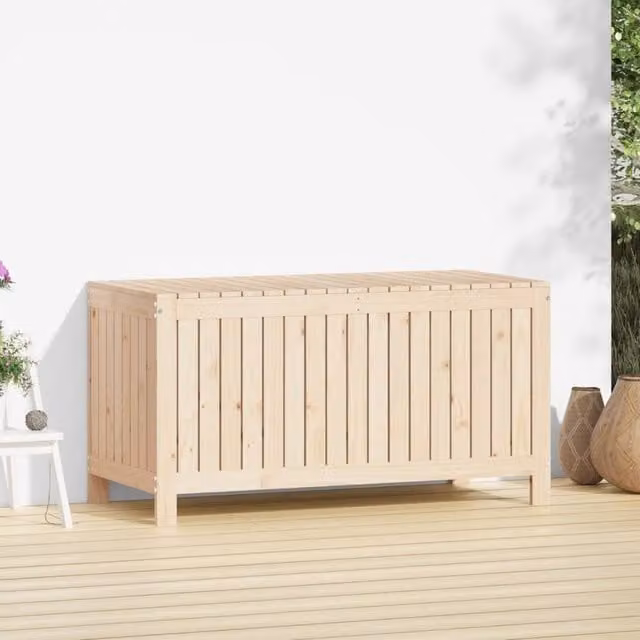 Berkfield Home Natural Pine Garden Storage Box, W/D/H: 121 x 55 x 64 cm
