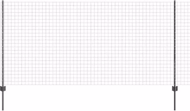 Berkfield Home Euro Fence Steel Garden Fencing with 10 U Posts, Grey, W: 2 m, L: 10 m