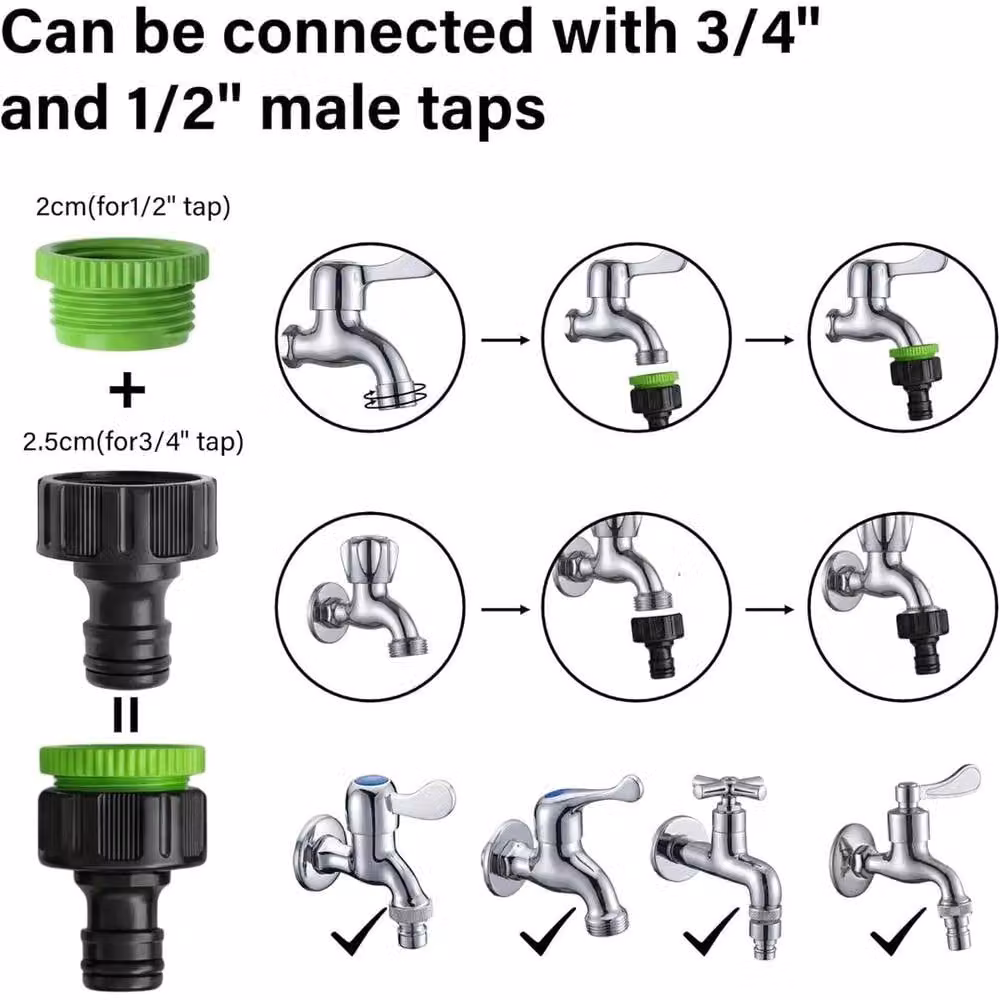 FLAVORA Garden Hose Connector Set with Flow Control Nozzle in Green, 1/2 inch, 100 g – 4
