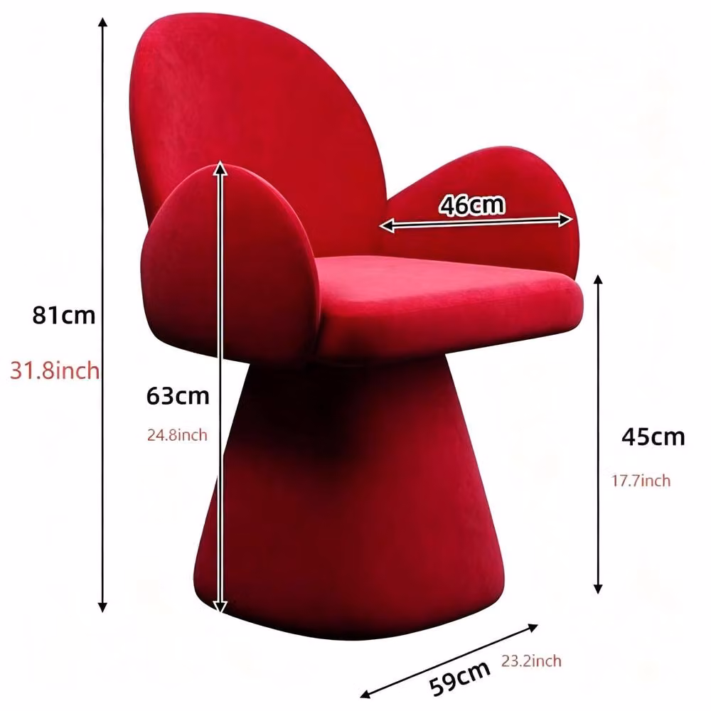 STILVORA Rotating Dressing Stool in Red Fabric – 3