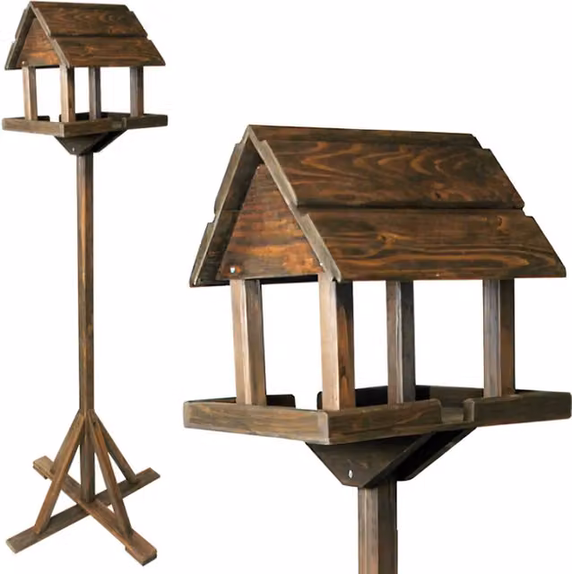 Garden Mile Traditional Wooden Garden Bird House Table in Brown