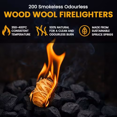Ecoblaze Natural Brown Firelighters, 200 Pack for Wood Burners, BBQ Ovens, Stoves and Fireplaces – 2